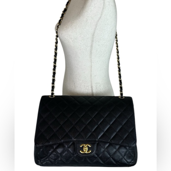 CHANEL JUMBO Flap Bag Quilted Caviar & Chanel Cambon POCHETTE & Chanel Wallet - Picture 4 of 16